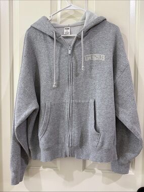 PINK Victoria's Secret Heather Gray Full-Zip Hoodie